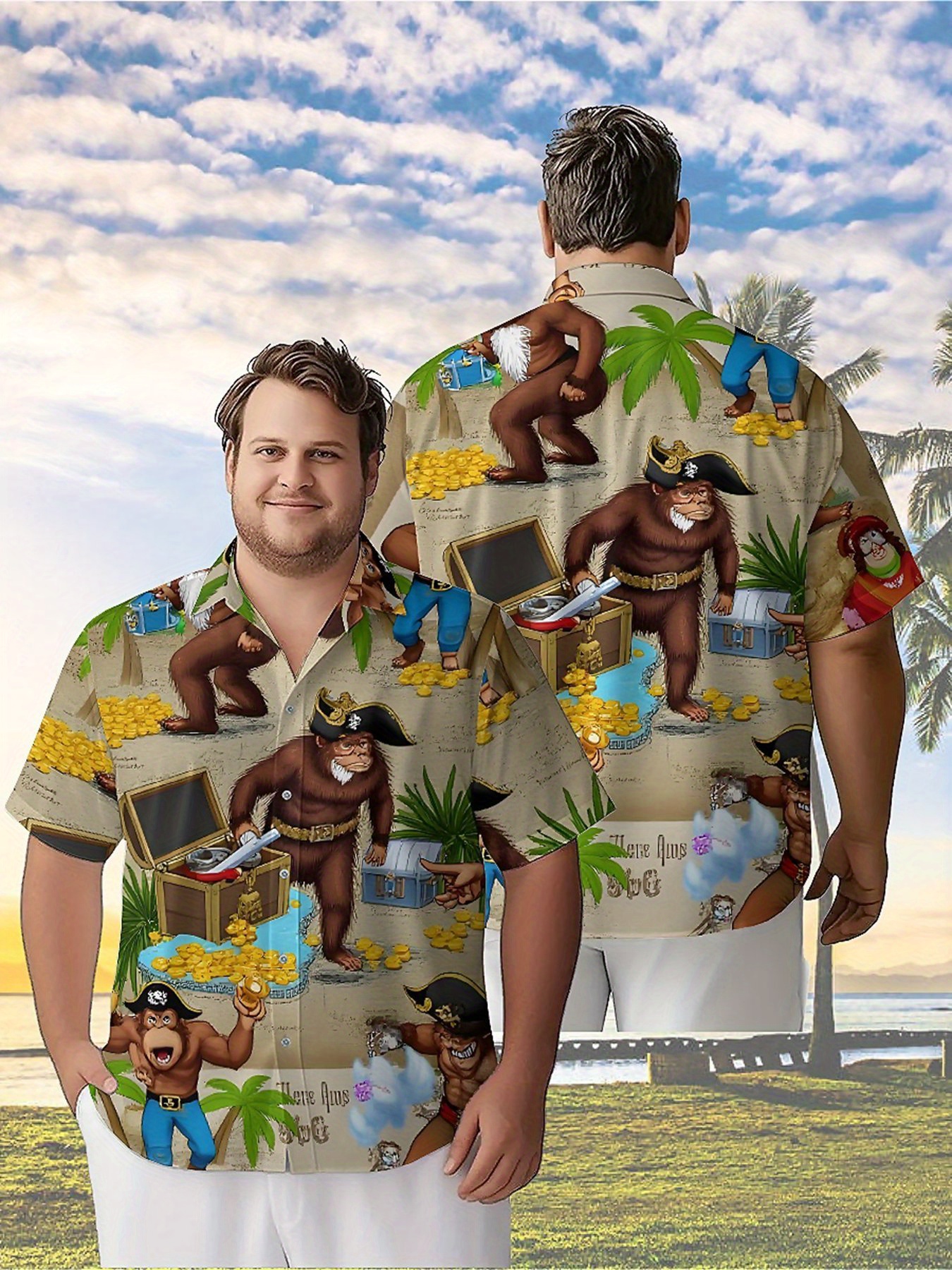 Beach Shirt Hawaiian - Men's Plus Size Hawaiian Shirts Pirate