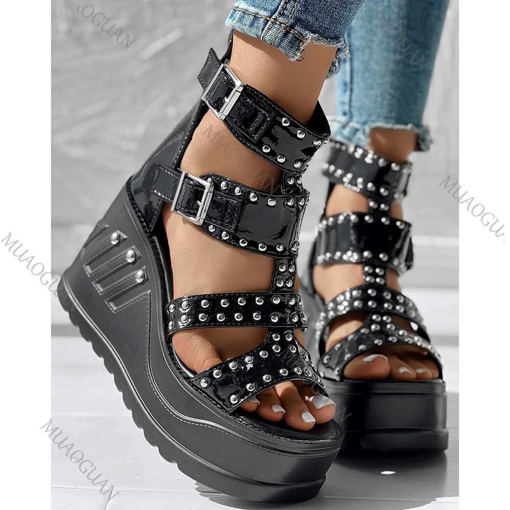 Summer Closet - Fashion Women Peep Toe Black Sandals