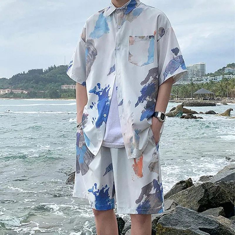 Beach Shirt Hawaiian - Men's Hawaiian Ice Silk Printed Shirt
