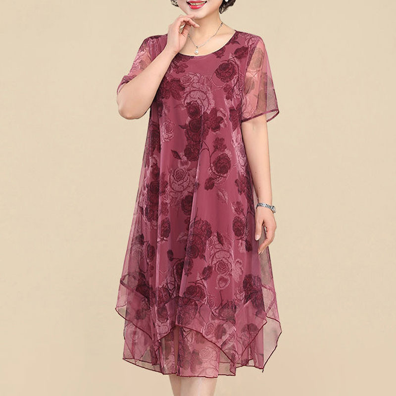 NEW O-Neck Short Sleeve Dresse - Summer Gauze Clothing บทวิจารณ์และราคา