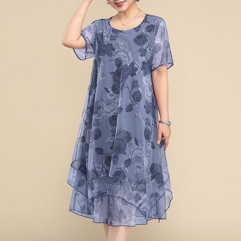 NEW O-Neck Short Sleeve Dresse - Summer Gauze Clothing บทวิจารณ์และราคา