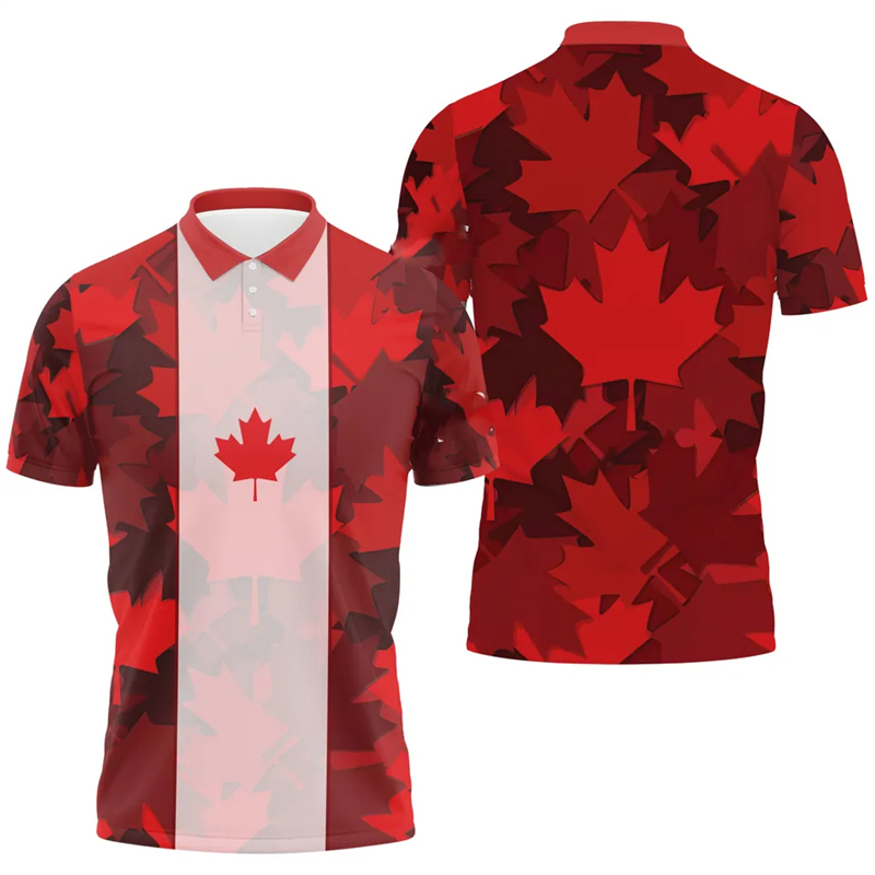 Maple Leaf Flag Polo Shirt For - Summer Clothing Canada บทวิจารณ์และราคา