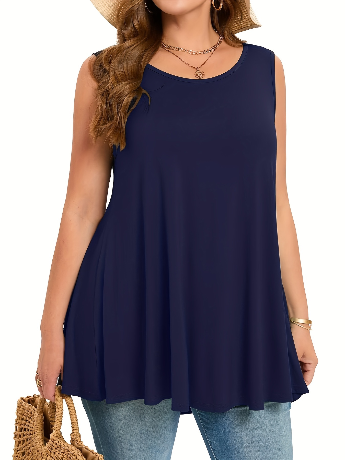 Plus Size Simple Solid Tank To - Summer Clothing Plus Size Women บทวิจารณ์และราคา