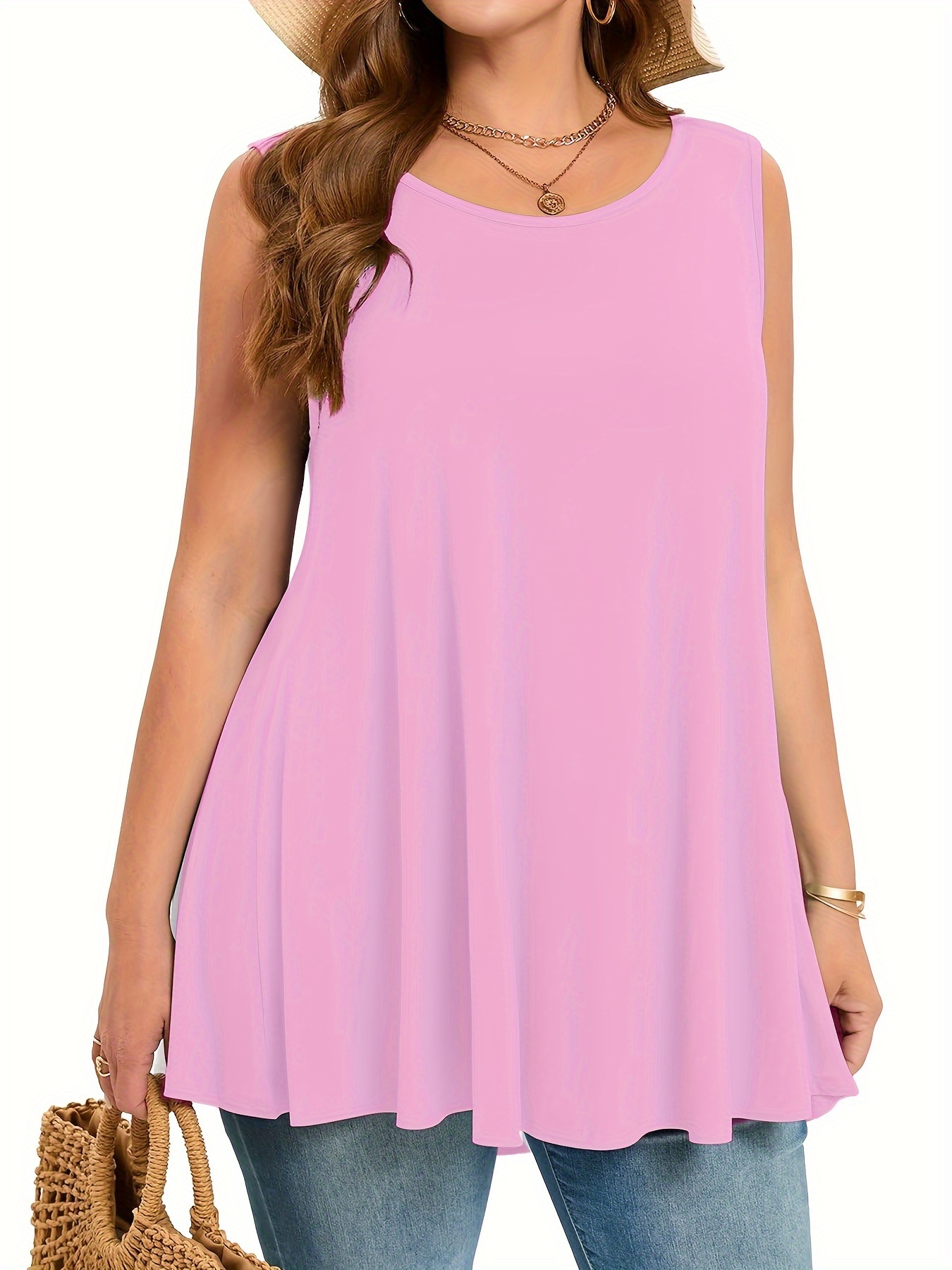Plus Size Simple Solid Tank To - Summer Clothing Plus Size Women บทวิจารณ์และราคา