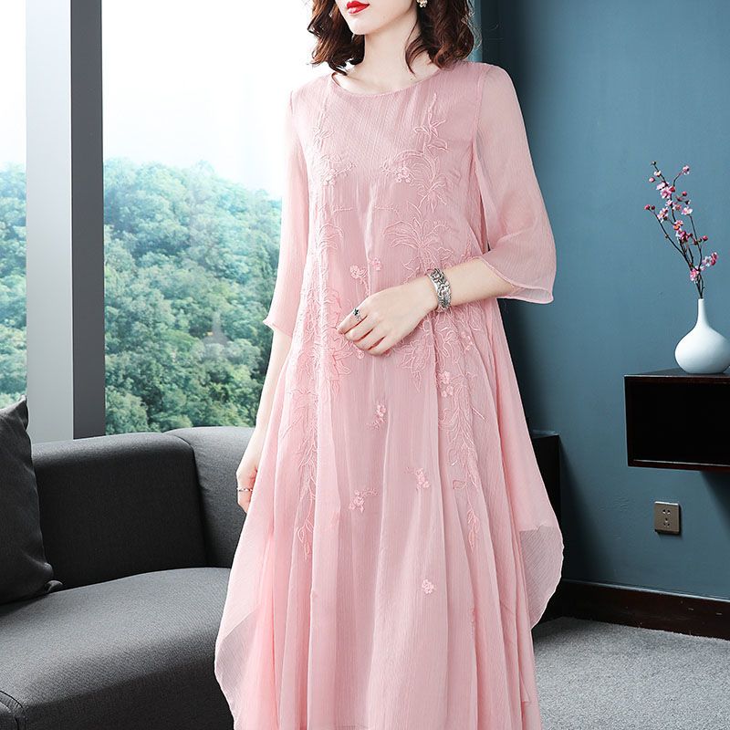 Elegant O-Neck Spliced Gauze E - Summer Gauze Clothing บทวิจารณ์และราคา
