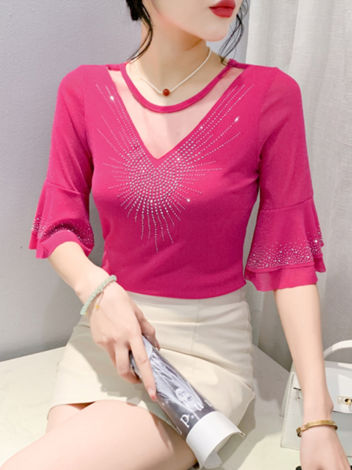 Sexy Hollow out Mesh Seven Qua - Summer Clothing Old Money บทวิจารณ์และราคา