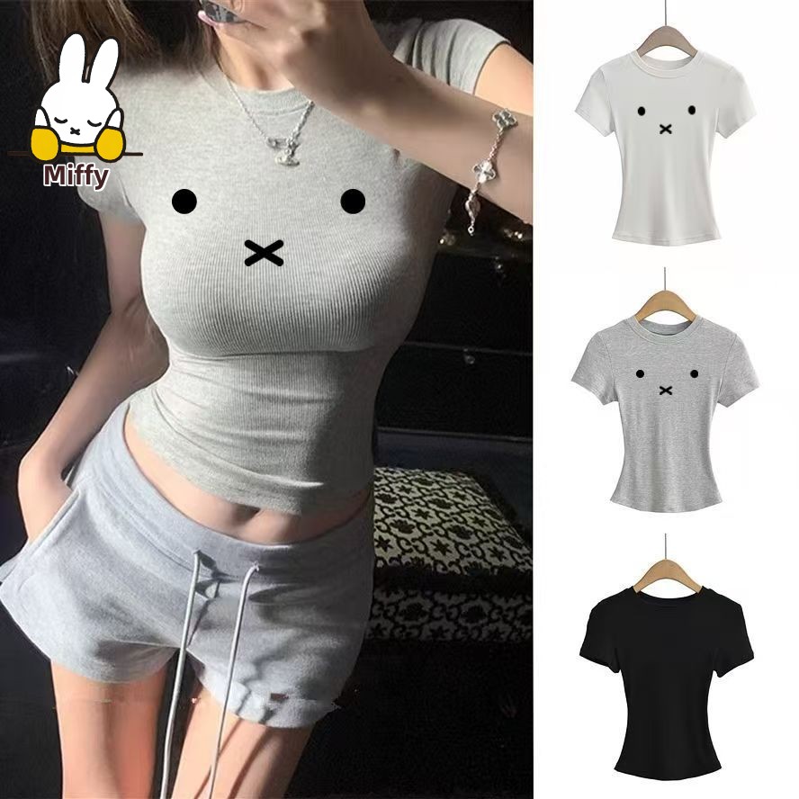Kawaii Miffy T-shirt New Ameri - Summer Clothing Places บทวิจารณ์และราคา