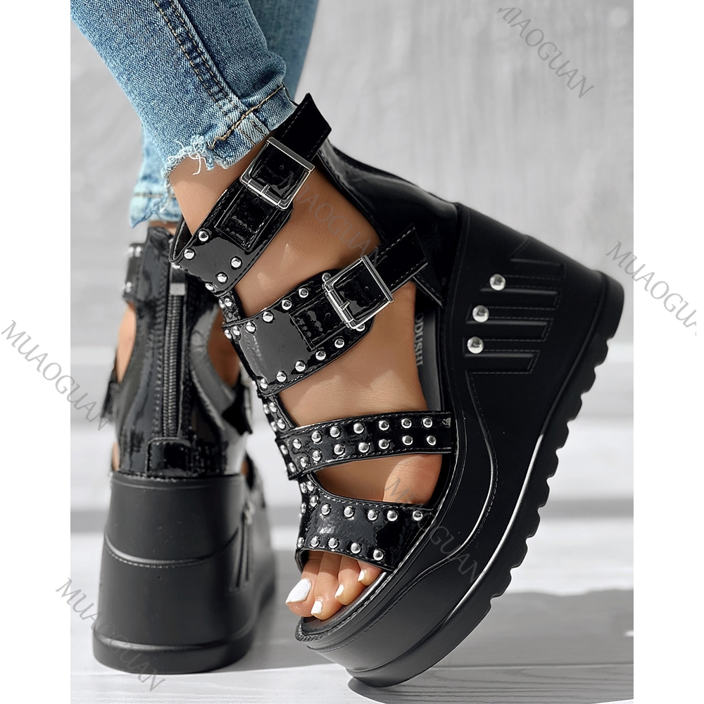 Fashion Women Peep Toe Black S - Summer Closet บทวิจารณ์และราคา