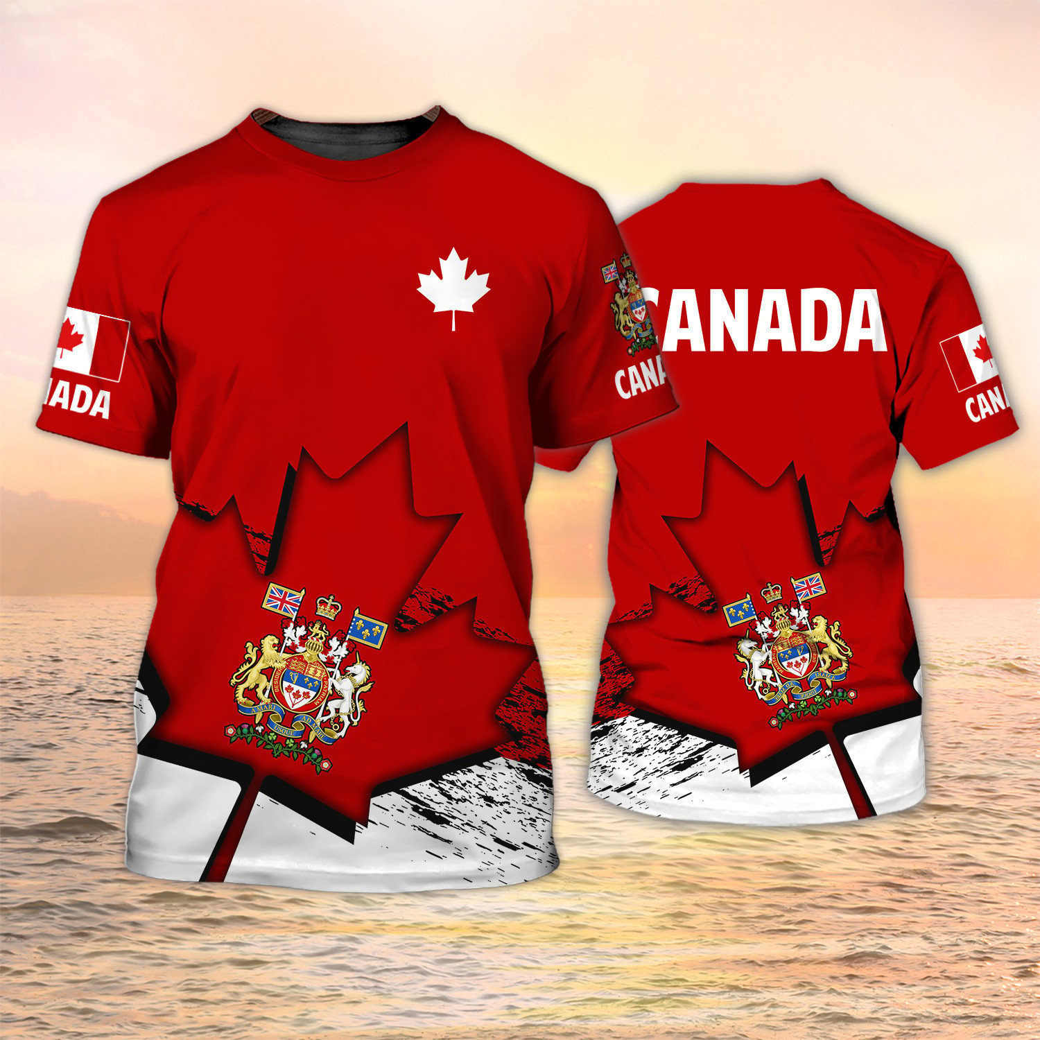 Canada T-Shirts Canadian Flag  - Summer Clothing Canada บทวิจารณ์และราคา