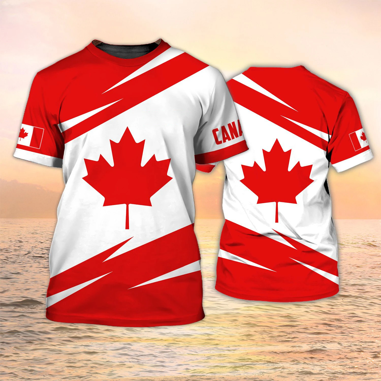 Canada T-Shirts Canadian Flag  - Summer Clothing Canada บทวิจารณ์และราคา