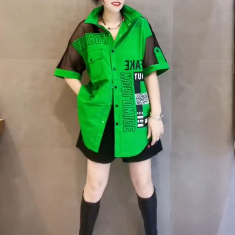 Casual Letter Printed Loose Bl - Summer Gauze Clothing บทวิจารณ์และราคา