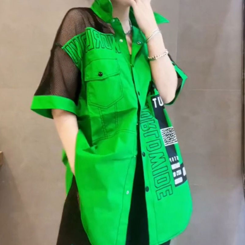 Casual Letter Printed Loose Bl - Summer Gauze Clothing บทวิจารณ์และราคา
