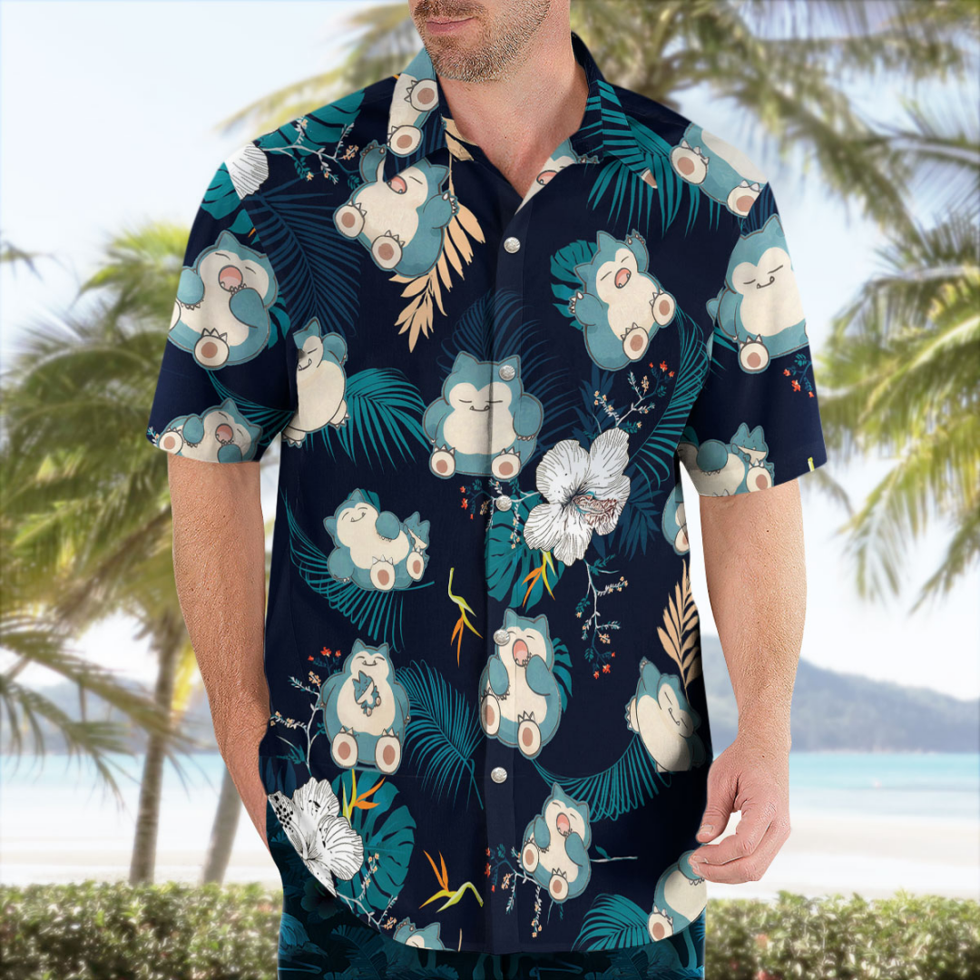 Snorlax Pokemon Hawaiian Shirt - Japan Summer Clothing Women บทวิจารณ์และราคา