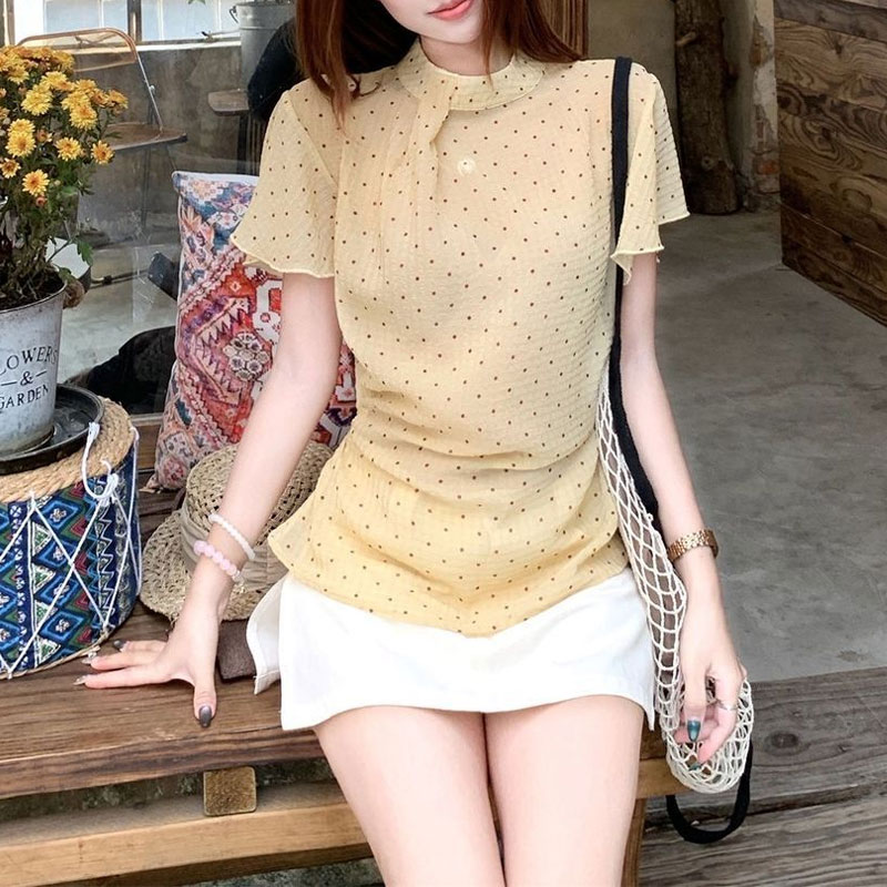 Fashionable Gauze Sweet Polka  - Summer Gauze Clothing บทวิจารณ์และราคา