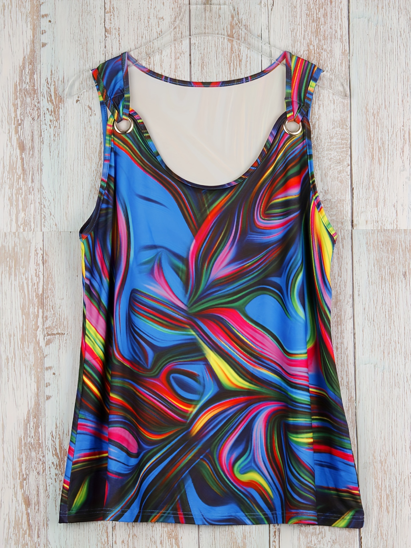 Plus Size Abstract Print Tank  - Summer Clothing Plus Size Women บทวิจารณ์และราคา