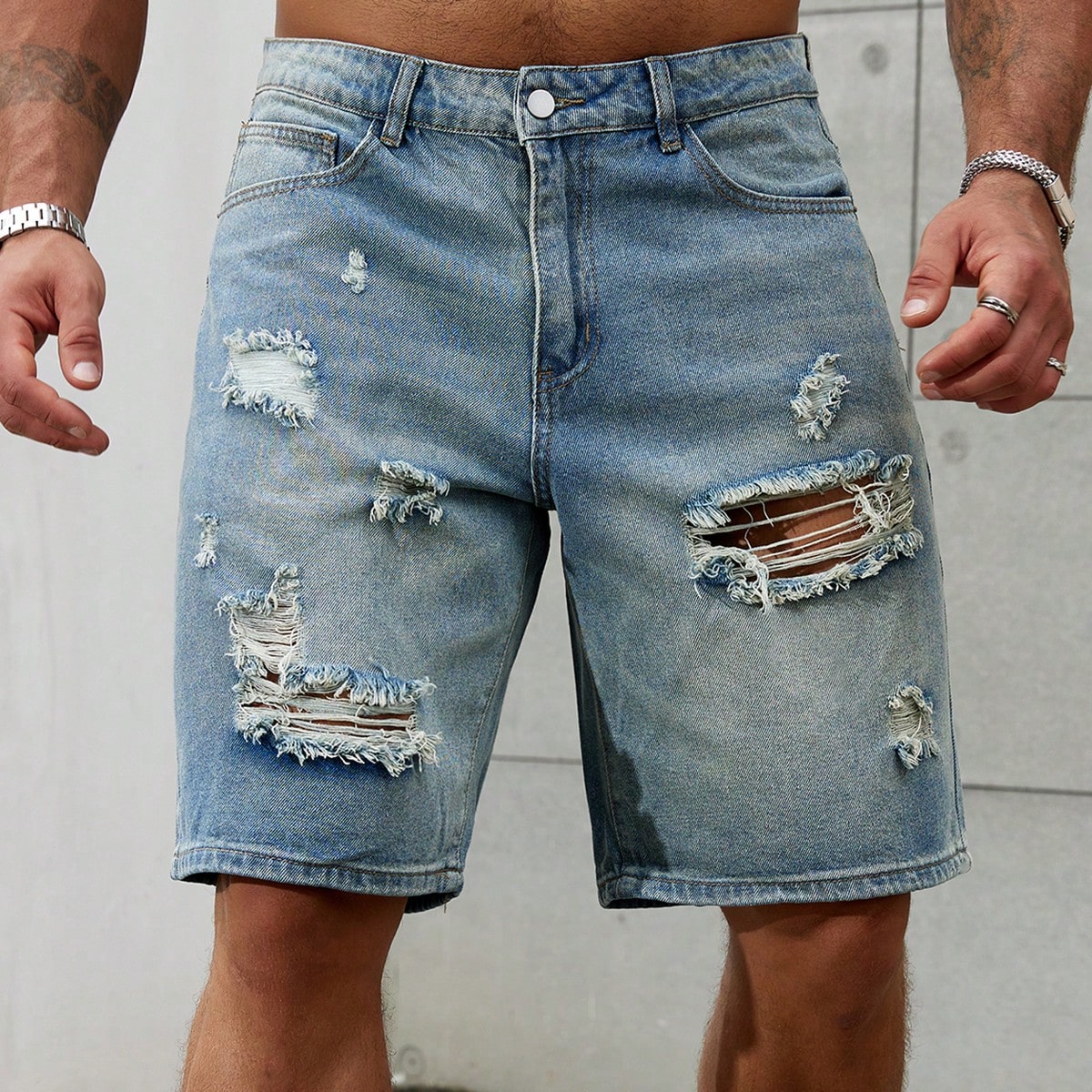 New Fashion Mens Ripped Short  - Summer Clothing Brands บทวิจารณ์และราคา