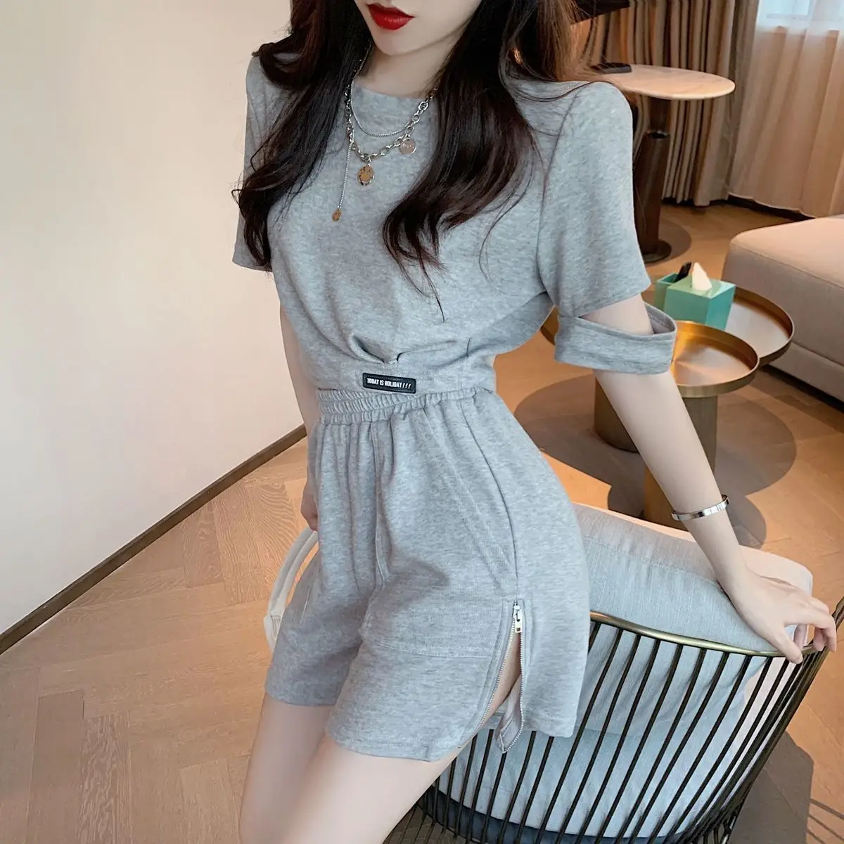 Grey Women's Short Sets 2 Piec - Summer Clothing Trends 2025 Women'S บทวิจารณ์และราคา