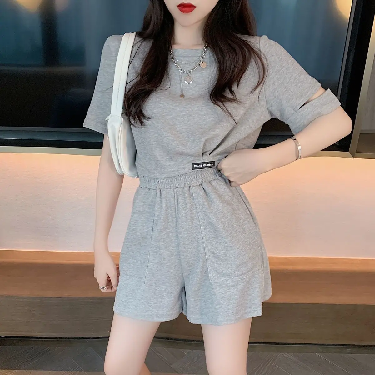 Grey Women's Short Sets 2 Piec - Summer Clothing Trends 2025 Women'S บทวิจารณ์และราคา