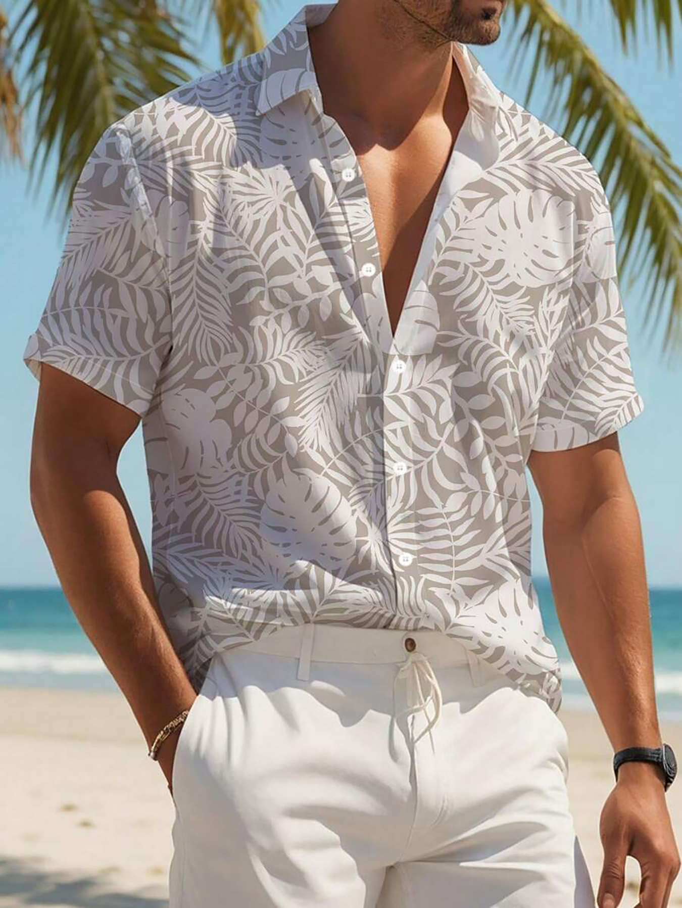 Summer Men's Casual Hawaiian S - Beach Shirt Hawaiian บทวิจารณ์และราคา