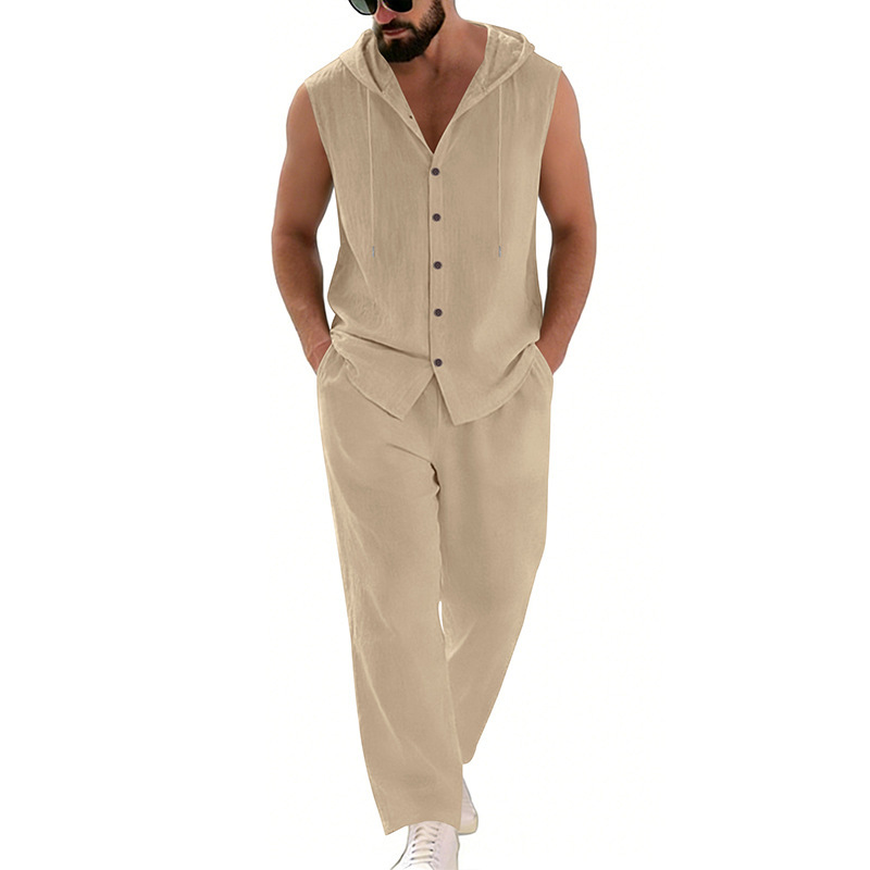 Men's Casual Linen Suit Hooded - Summer Clothing Us บทวิจารณ์และราคา