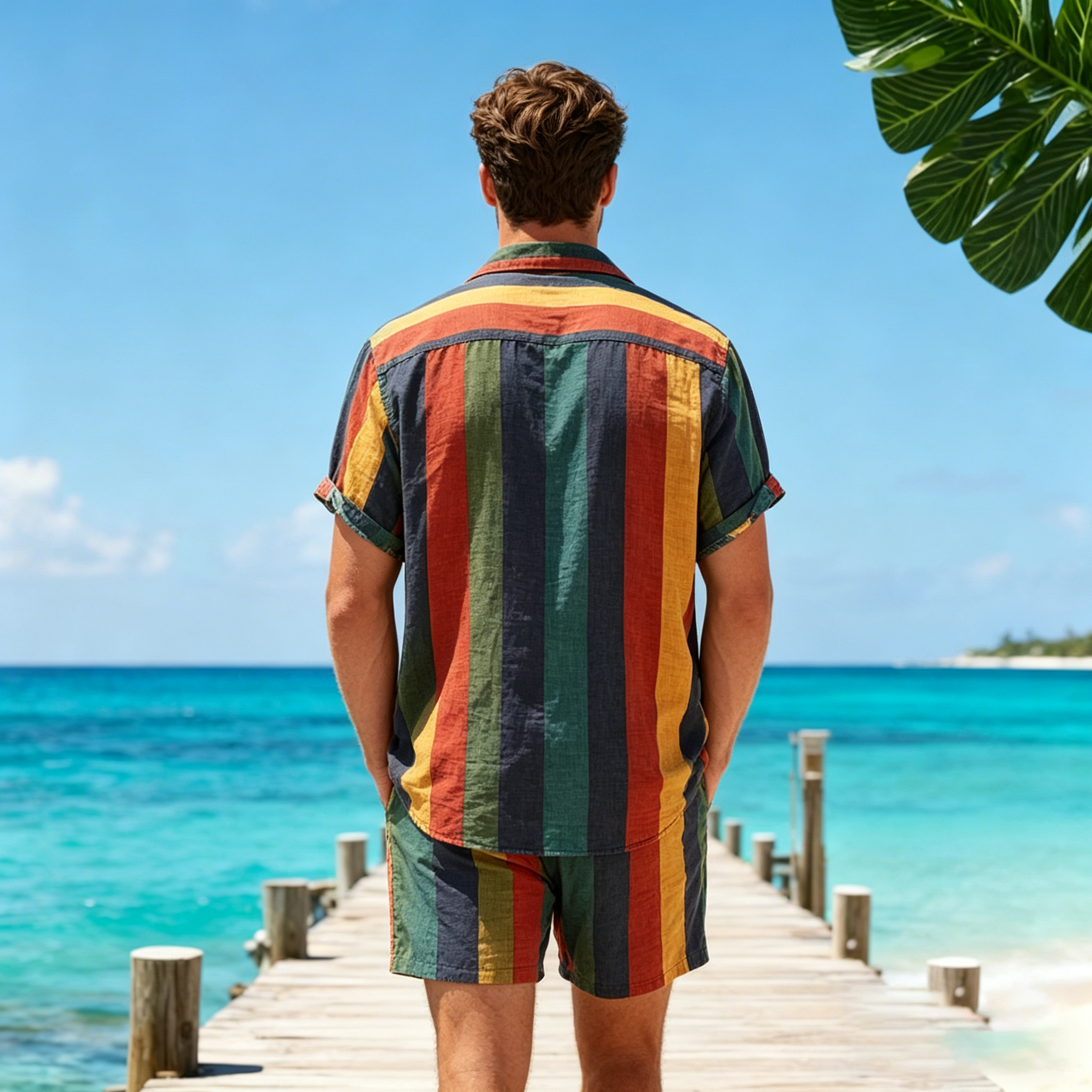 Summer Men's 2 Piece Set, Colo - Beach Shirt Hawaiian บทวิจารณ์และราคา
