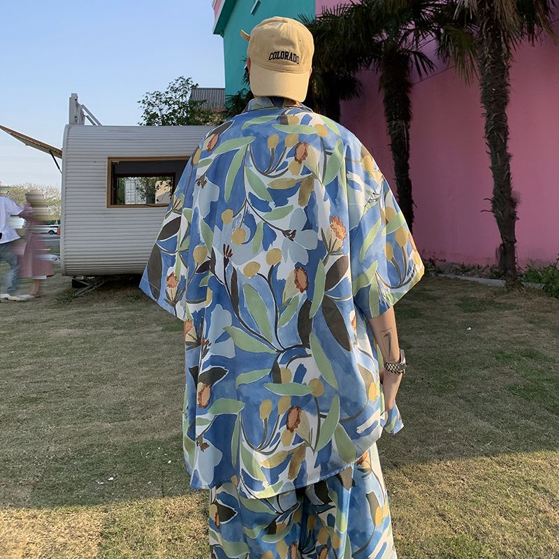 Ice Silk Floral Short Sleeve M - Beach Shirt Hawaiian บทวิจารณ์และราคา