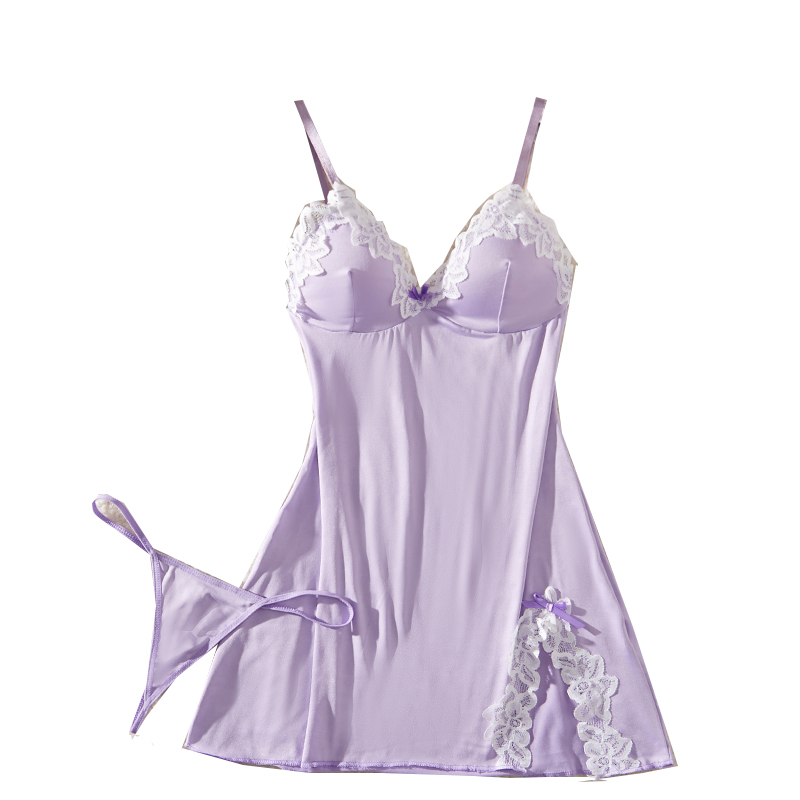 Light Purple Deep V Women Nigh - Summer Light Clothing บทวิจารณ์และราคา