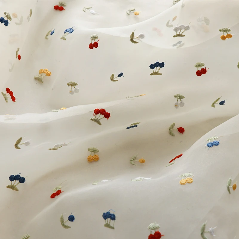 145x50cm White Fruit Embroider - Summer Gauze Clothing บทวิจารณ์และราคา