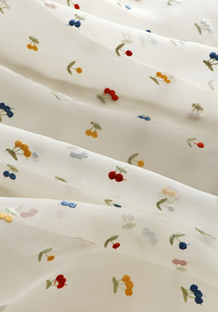 145x50cm White Fruit Embroider - Summer Gauze Clothing บทวิจารณ์และราคา