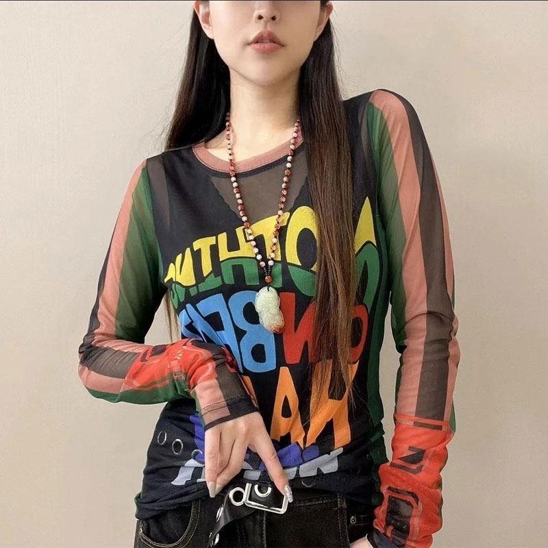 Casual Letter Printed T-shirt  - Summer Gauze Clothing บทวิจารณ์และราคา