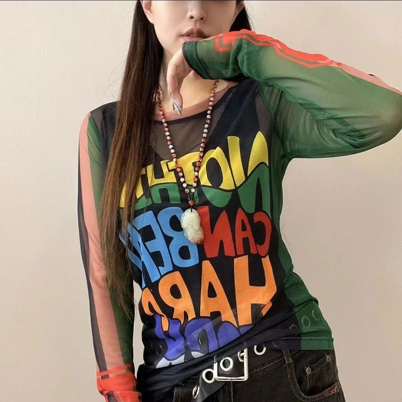 Casual Letter Printed T-shirt  - Summer Gauze Clothing บทวิจารณ์และราคา