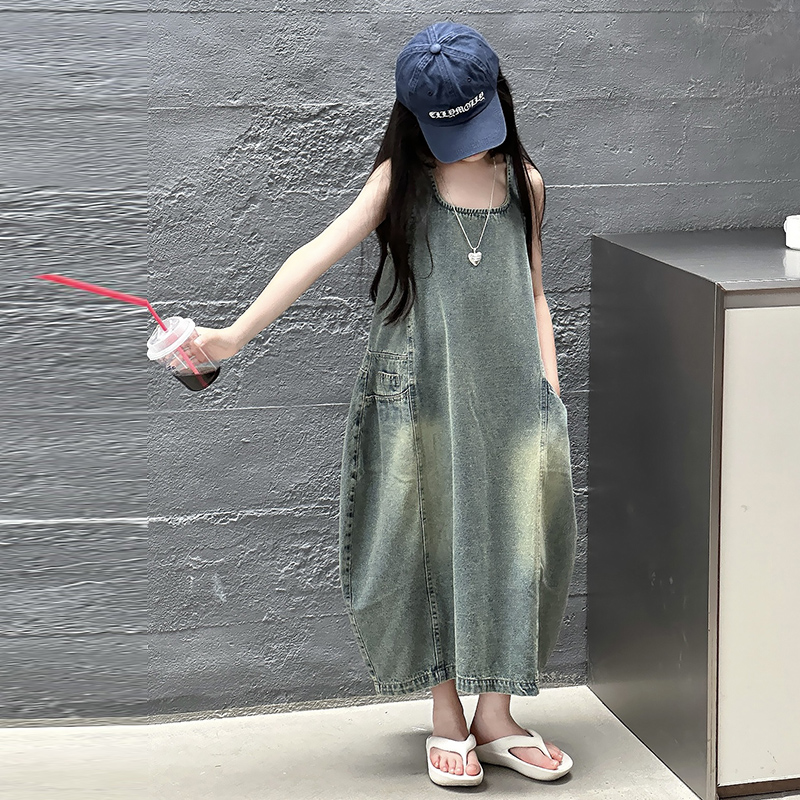 Vintage Blue Children Girls Hi - Summer Clothing For Girls บทวิจารณ์และราคา