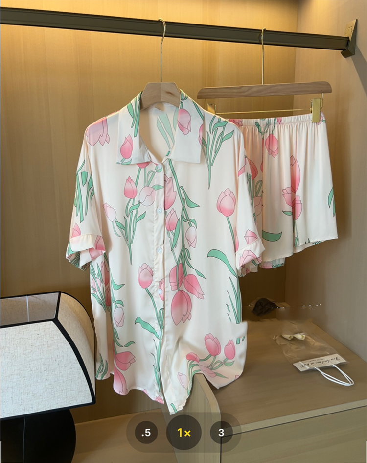 Women Silk Satin Sweet Pajamas - Summer Clothing Women Over 50 บทวิจารณ์และราคา