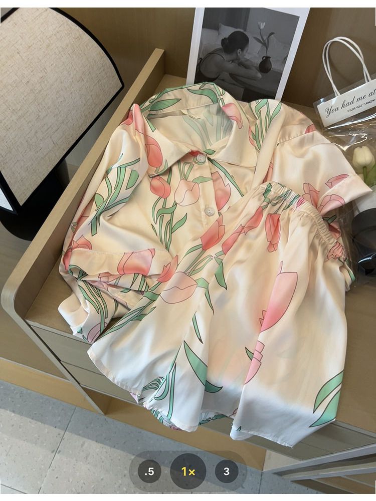 Women Silk Satin Sweet Pajamas - Summer Clothing Women Over 50 บทวิจารณ์และราคา