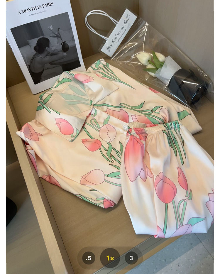 Women Silk Satin Sweet Pajamas - Summer Clothing Women Over 50 บทวิจารณ์และราคา