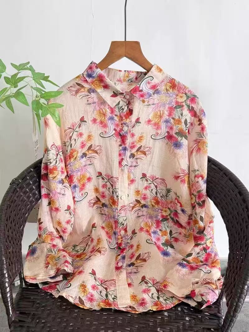 100% Ramie linen shirts and bl - Japan Summer Clothing Women บทวิจารณ์และราคา