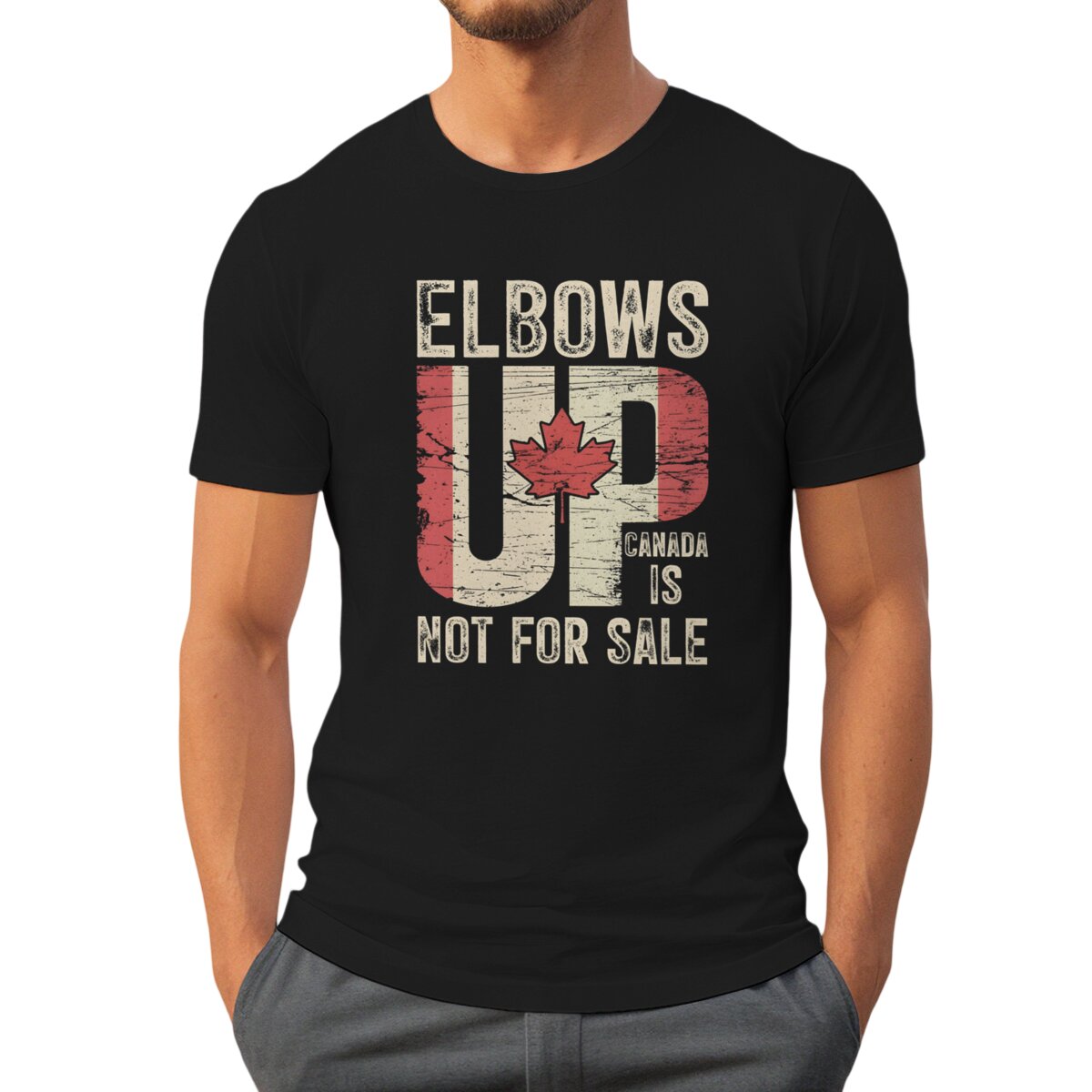Elbows Up Canada Print T-shirt - Summer Clothing Canada บทวิจารณ์และราคา