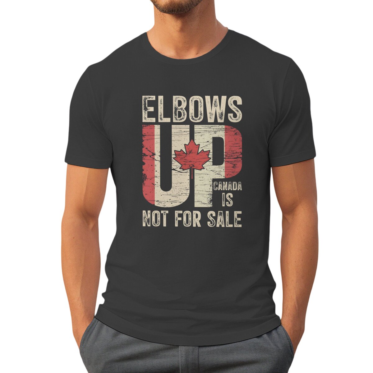 Elbows Up Canada Print T-shirt - Summer Clothing Canada บทวิจารณ์และราคา