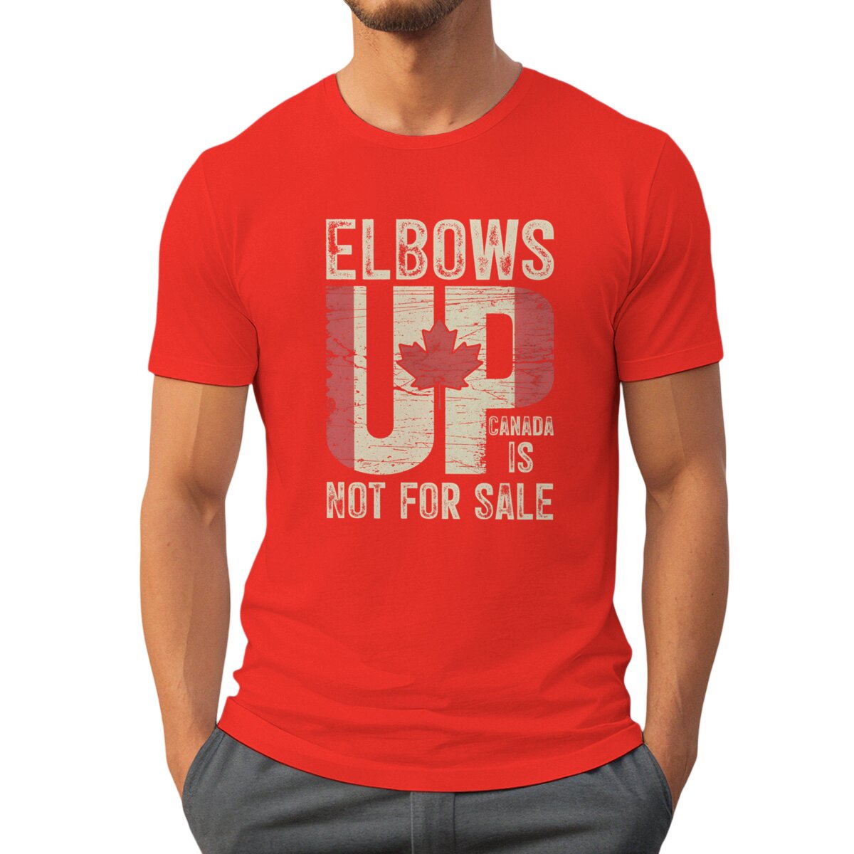 Elbows Up Canada Print T-shirt - Summer Clothing Canada บทวิจารณ์และราคา