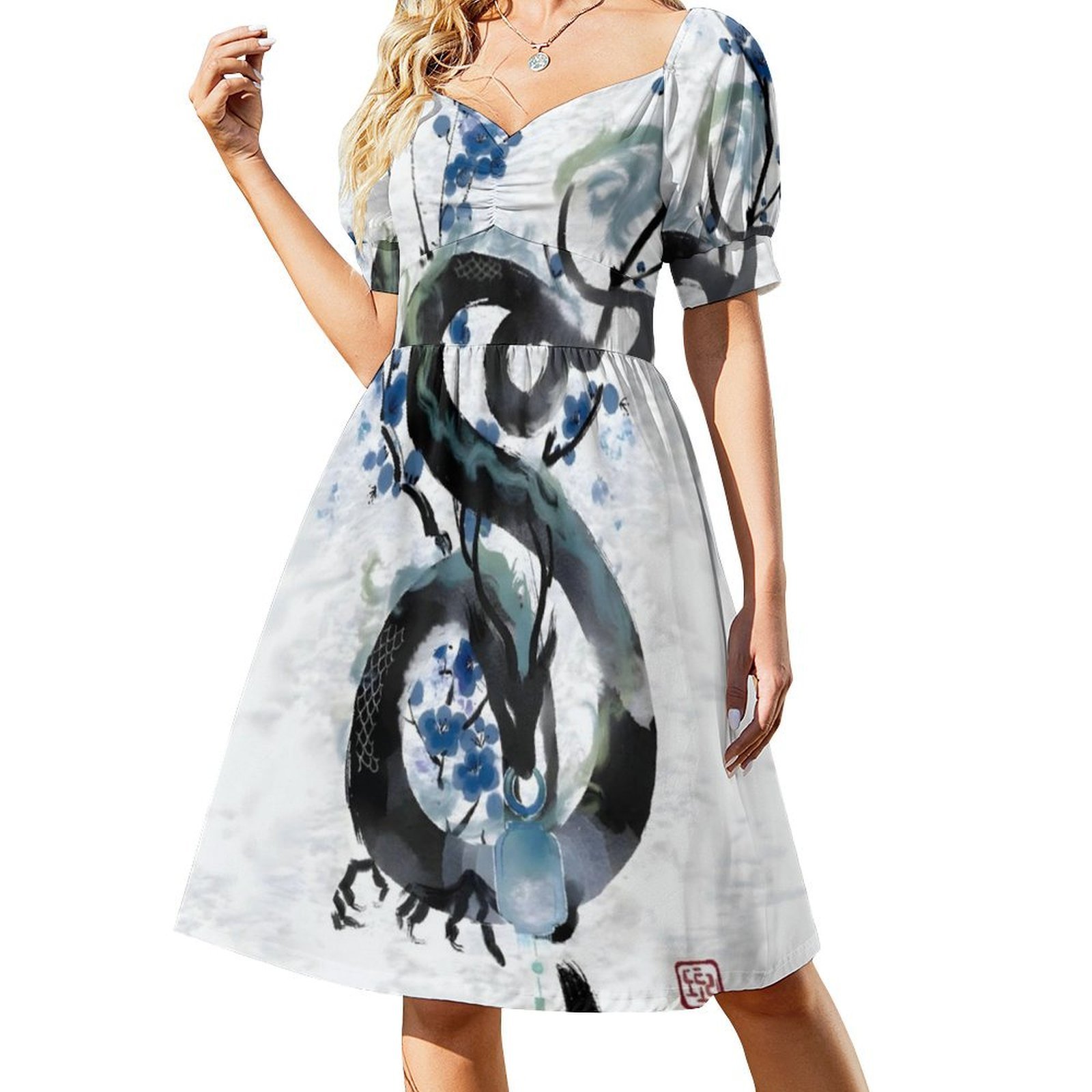 Japanese Blue Night Dragon Ink - Japan Summer Clothing Women บทวิจารณ์และราคา