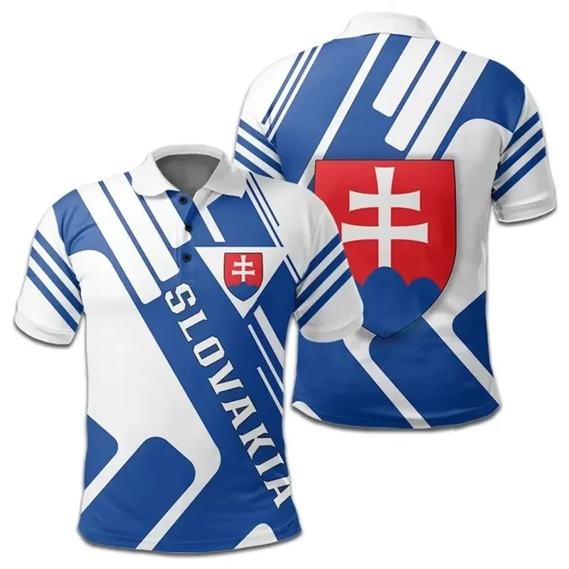 Slovakia Flag 3D Print Polo Sh - Summer Clothing Trends For Men 2026 บทวิจารณ์และราคา