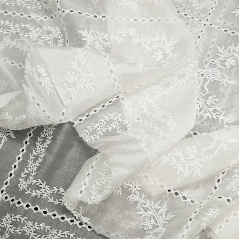 Hollow Embroidery Flower Fabri - Summer Gauze Clothing บทวิจารณ์และราคา