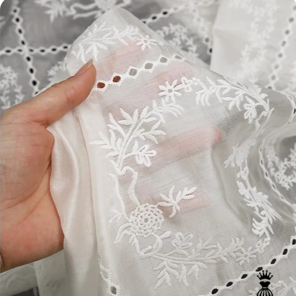 Hollow Embroidery Flower Fabri - Summer Gauze Clothing บทวิจารณ์และราคา