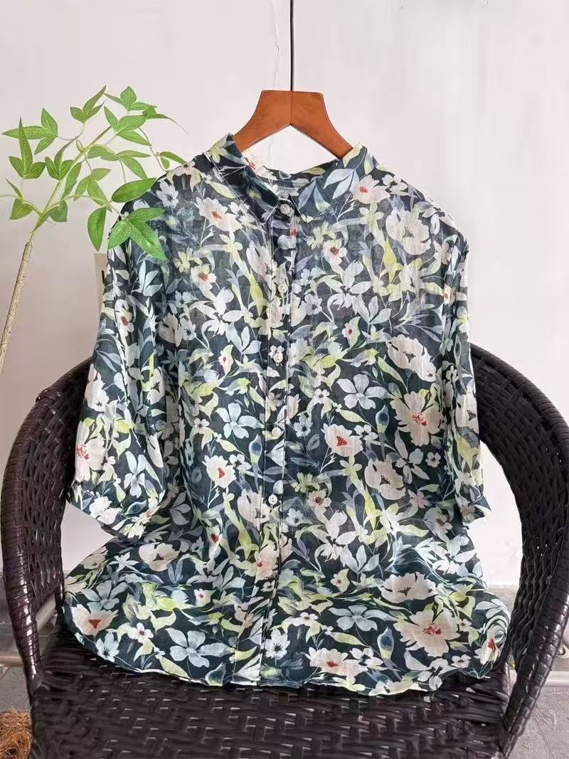 2026 Pure Ramie Print Shirt Wo - Japan Summer Clothing Women บทวิจารณ์และราคา