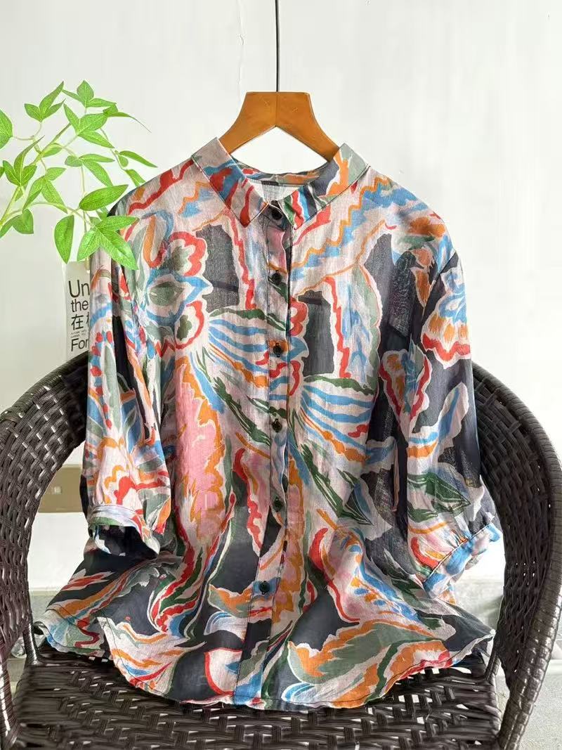 2026 Pure Ramie Print Shirt Wo - Japan Summer Clothing Women บทวิจารณ์และราคา