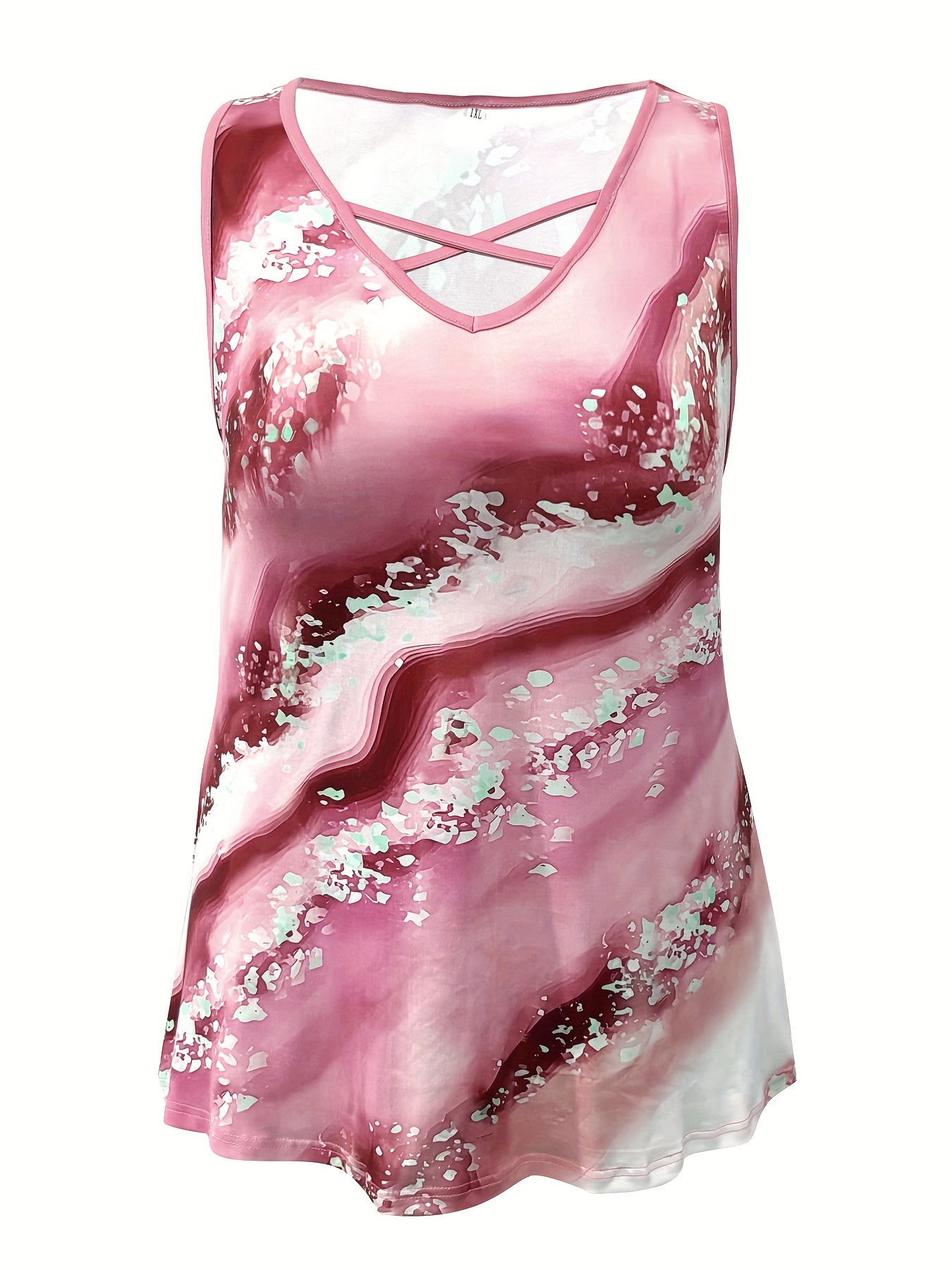 Plus Size Marble Print Tank To - Summer Clothing Plus Size Women บทวิจารณ์และราคา
