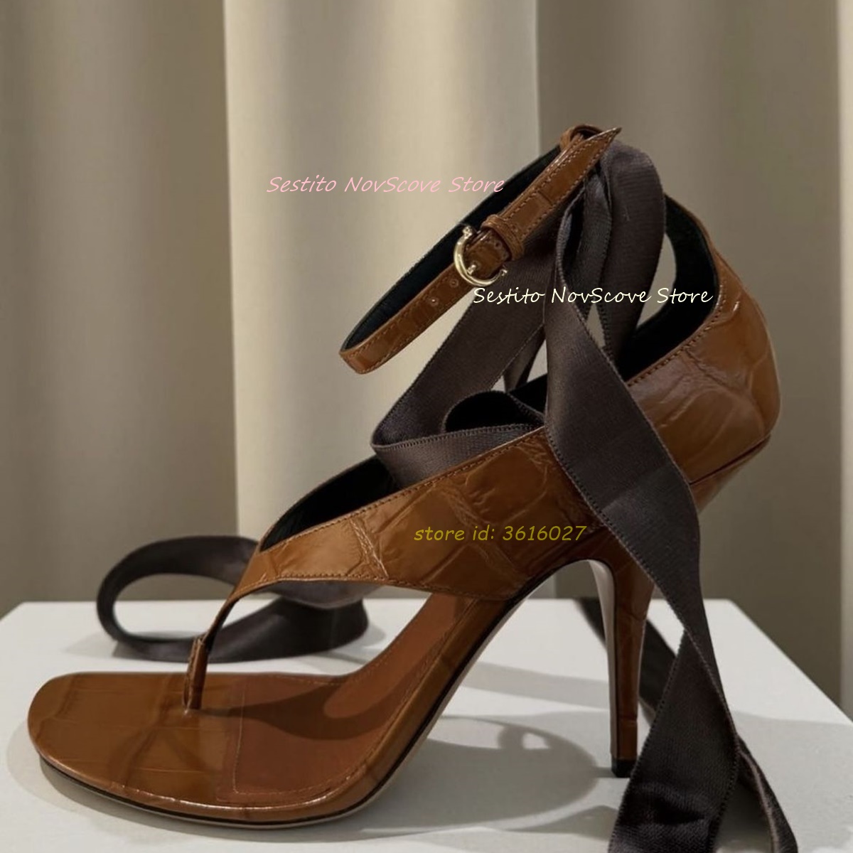 Brown Open Toe Lace Up Sandals - Summer Closet บทวิจารณ์และราคา