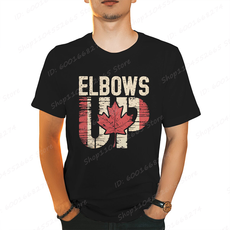 Retro Elbows Up Canada Print T - Summer Clothing Canada บทวิจารณ์และราคา