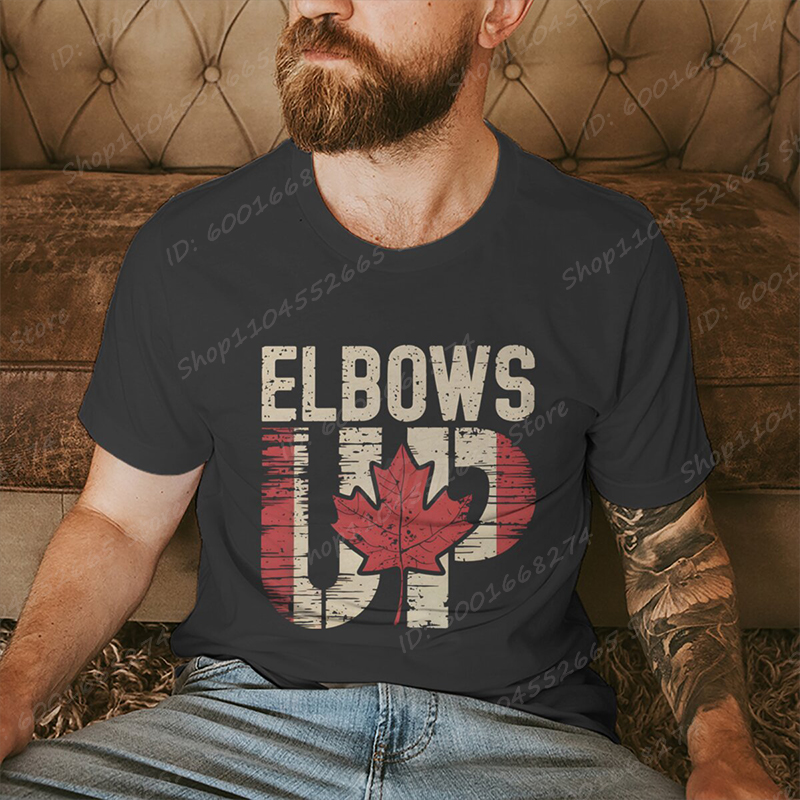 Retro Elbows Up Canada Print T - Summer Clothing Canada บทวิจารณ์และราคา
