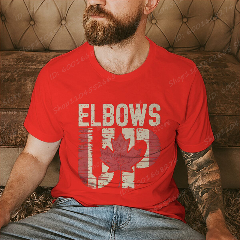 Retro Elbows Up Canada Print T - Summer Clothing Canada บทวิจารณ์และราคา